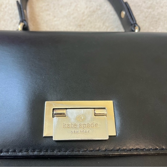 Kate Spade Doris Black Leather Top Handle Crossbody Satchel Bag - Picture 6 of 9